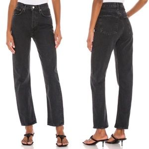 AGOLDE 90’s Pinch Waist Straight Leg Jeans in Black Tea